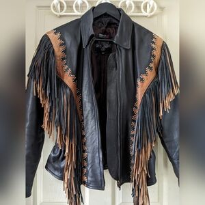 Vtg Rare LEATHER GALLERY Womens sz Med Biker Jacket Near Exc Must C 2 Appreciate